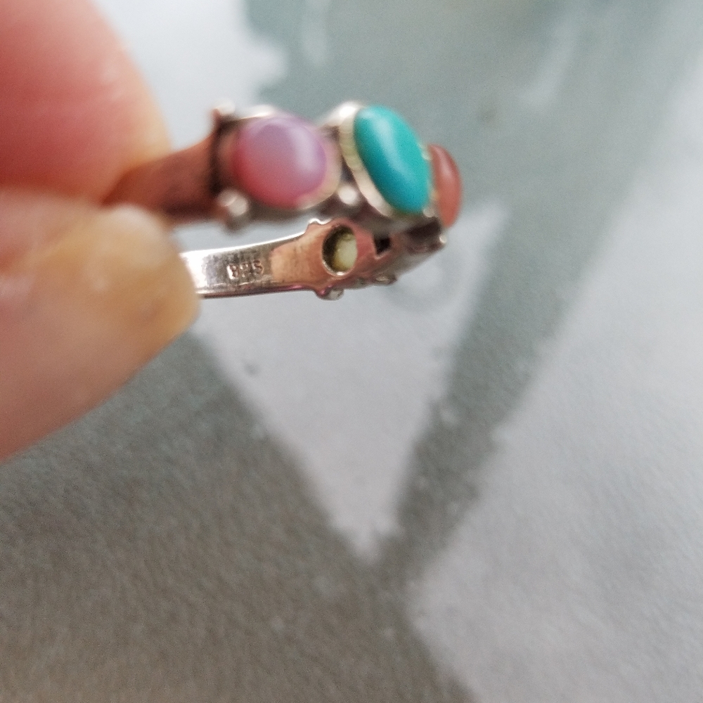 Sterling Silver Five Gemstone Ring - image 2